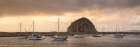 USA, California, Central Coast, Morro Bay. Panoramic view of colorful storm clouds over the harbor Art Print